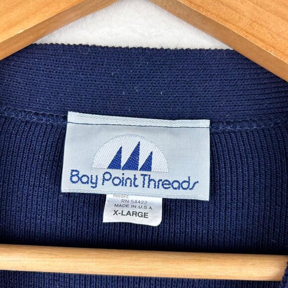 Vtg Bay Point Threads Preppy Nautical Theme Navy Blue Cardigan Women's Size XL - Picture 3 of 7
